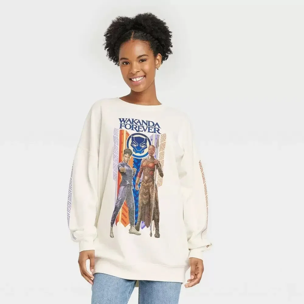 Women's Marvel Wakanda Forever Graphic Sweatshirt - Cream L, Ivory - Picture 1 of 1